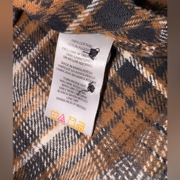 Wolverine Men’s Size M Brown & White Flannel Heavyweight Button Up Over Shirt - Picture 5 of 6